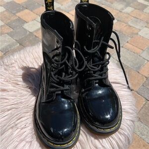 Black Lace-Up Boots with Yellow Stitching